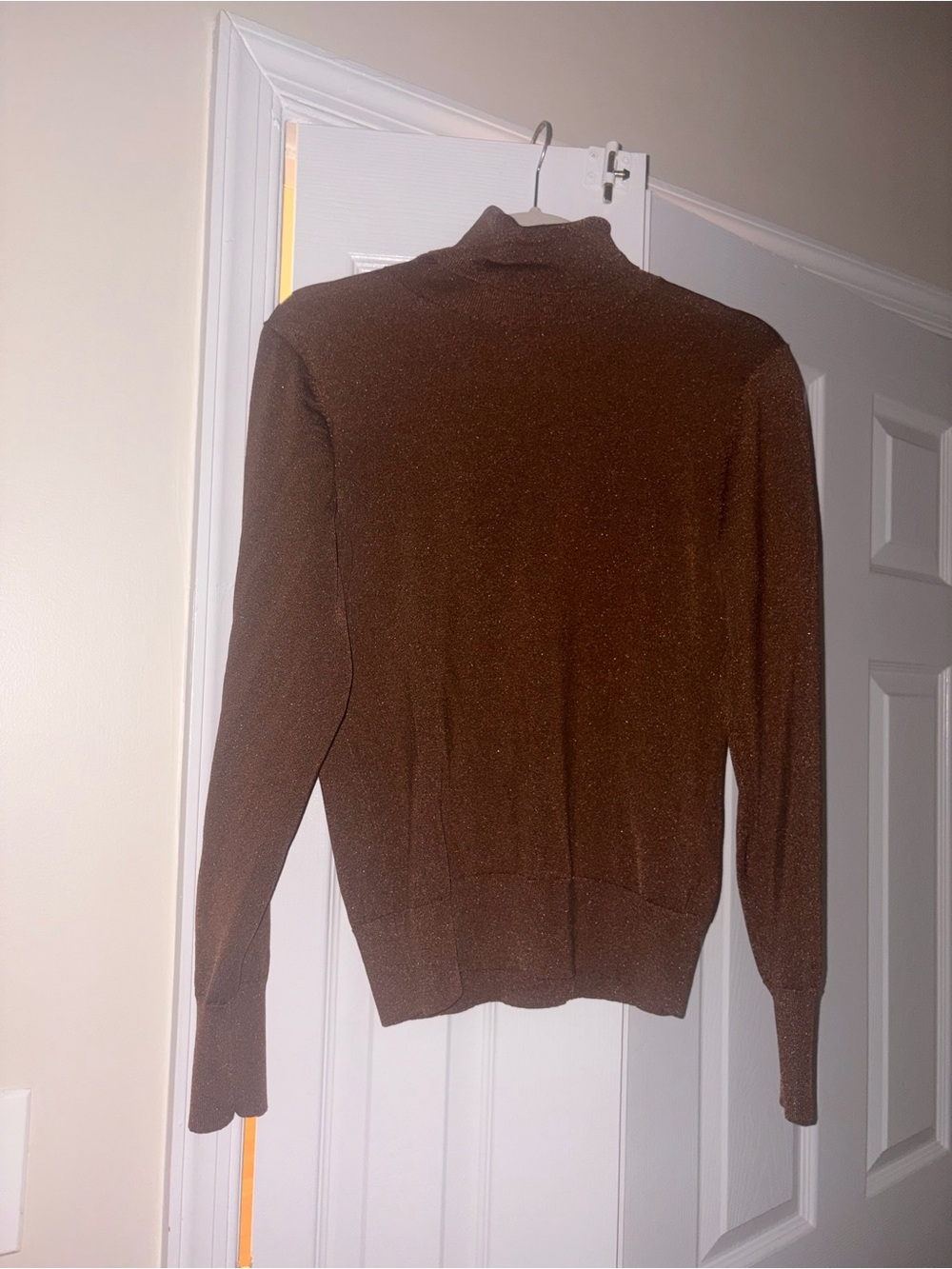 kate spade Glitter Copper Turtleneck Top